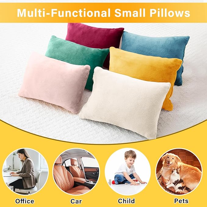 2 Pack Small Pillow, Memory Foam Mini Pillow 11 X 7 Inches for Travel, Sleeping, Nap and Neck, Knee, Lumbar Support, Tiny Cushion for Pet, Dogs (Lake Blue)