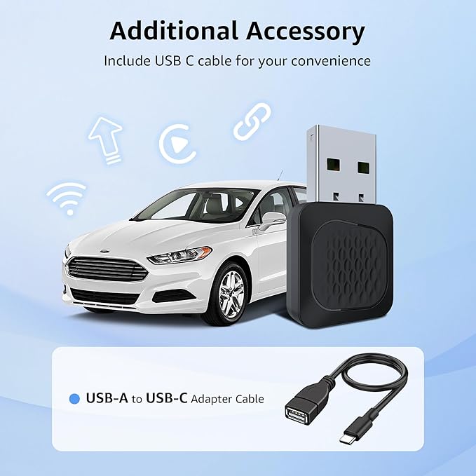 2-in-1 Wireless CarPlay & Android Auto Adapter, Smallest Mini Edition, Converts Wired to Wireless, Plug & Play Adapter for Apple iPhone iOS 10+ & Android 11+