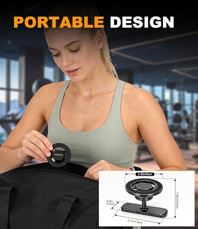 Magnetic Gym Phone Mount for MagSafe – Dual Magnet Stand for iPhone 12-17 / Android, Alloy Base & Ball Joint, Attach to Metal Surfaces for Gym/Golf Cart/Car, Portable Gym Accessories for Men & Women