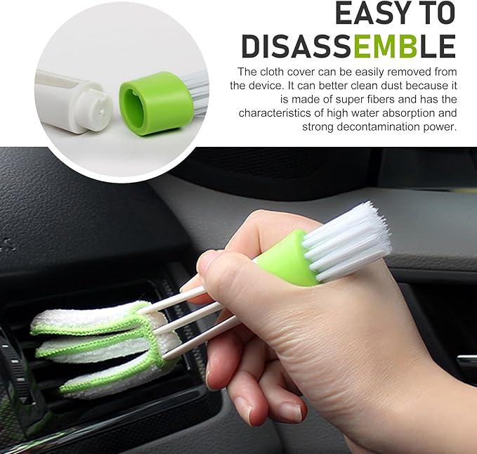 Set of 3 Mini Duster for Car Air Vent, 3 Arms Blinds Duster, Automotive Air Conditioner Cleaner and Brush, Cleaning Tools for Window Blinds, Keyboard, Air Conditioner Vents, Fans (Green)