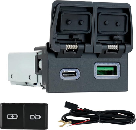 185W Fast Car Charger USB c Dual Port Adapter Center Console Socket for Toyota Sienna (Lid USB (120W)+Type-C (65W)