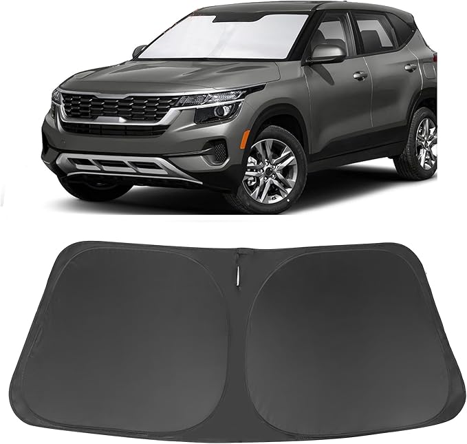 Windshield Sun Shade Custom Fit for 2021 2022 2023 2024 2025 2026 Kia Kia Seltos Accessories Foldable Sunshade Sun Blocker Protect Car from Sun Rays & Heat Damage Keep Car Cooler