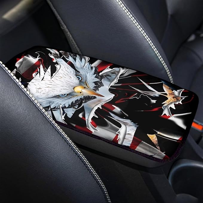 Eagle Car Armrest Pads Auto Armrest Box Cover Comfortable Middle Storage Organizer Pad Universal Style Car Accessories Decor