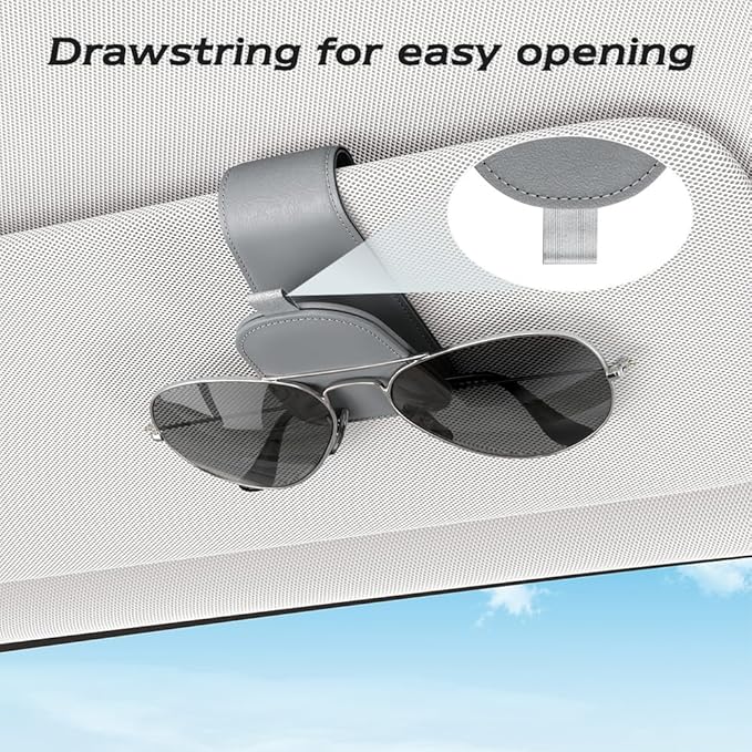 Sotfamily Sunglass Holder for Car Visor, Suede Cloth Magnetic Sunglass Organizer for Car Accessories, 2 Packs, Gray