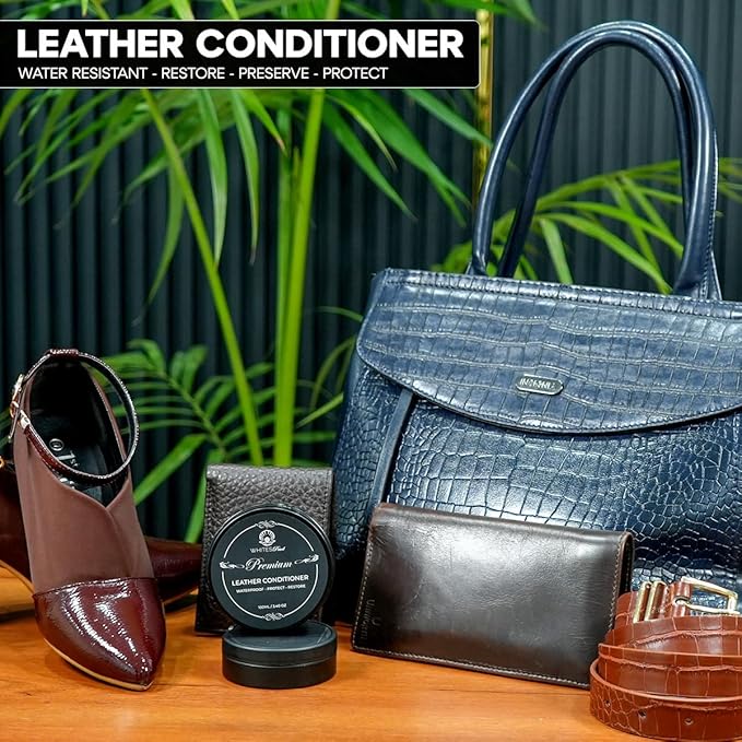Premium Leather Conditioner for Leather Products – Leather Cleaner and Conditioner for Shoes,Bags,car Interior, Sofa,Purses,Boots,Belts, 3.40oz, Leather Balm