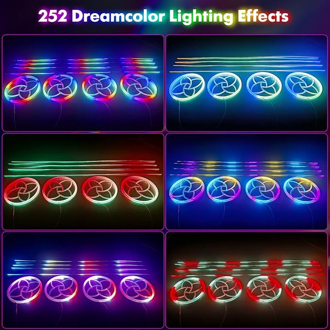 Upgraded Dreamcolor Acrylic Car Interior Lights Strips 43-inch