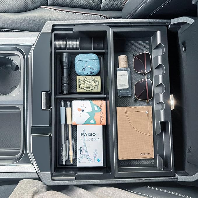 PIMCAR Center Console Organizer for 2023 2024 2025 2026 Ford F250 F350 F450 F550 Super Duty | Custom Fit Insert Compatible with Factory Tray (Fits Bucket Seats) - One Tray