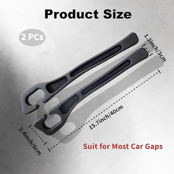 Car Seat Gap Filler 2-Pack, Universal Anti-Drop Organizer Strip with Storage Slot, Car Organizer Between Seat & Console for Cars, SUVs, Trucks (Black)