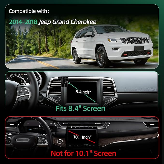 Phone Mount for Jeep Grand Cherokee (2014-2017 2018), Magnetic Phone Holder, Magsafe Car Mount Charger, Dashboard Phone Holder, 15W Wireless Fast Charging for iPhone, Samsung & Google, Car Accessories