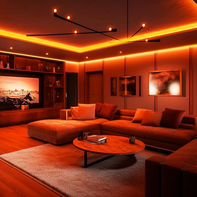 iNextStation 12V Orange LED Strip Lights 16.4FT, Flexible Silicone Neon Rope Light with Power Adapter, Waterproof, Cuttable, Dimmable & Linkable, LED Lights Strip for Bedroom, Kitchen(with Plug)