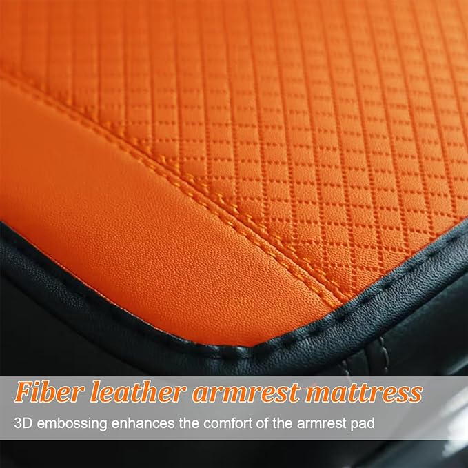 Car Center Console Cover, PU Leather Vehicle Armrest Seat Box Cover Protector, Comfortable Automotive Interior Arm Rest Cushion Pad Accessories, Universal for SUV Sedan Truck (Orange)