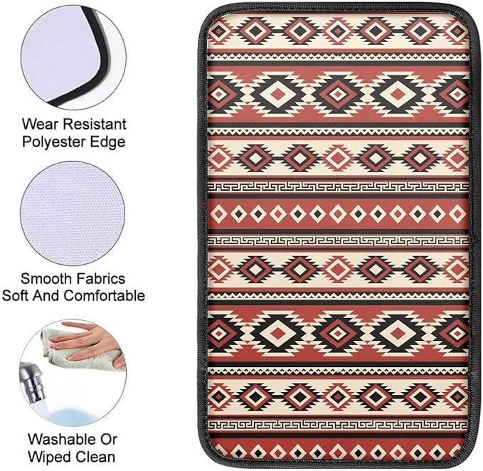 Aztec Auto Center Console Cover, Car Armrest Box Pad, Soft Auto Armrest Seat Box Cover Protector for Most Vehicle SUV Truck Cars