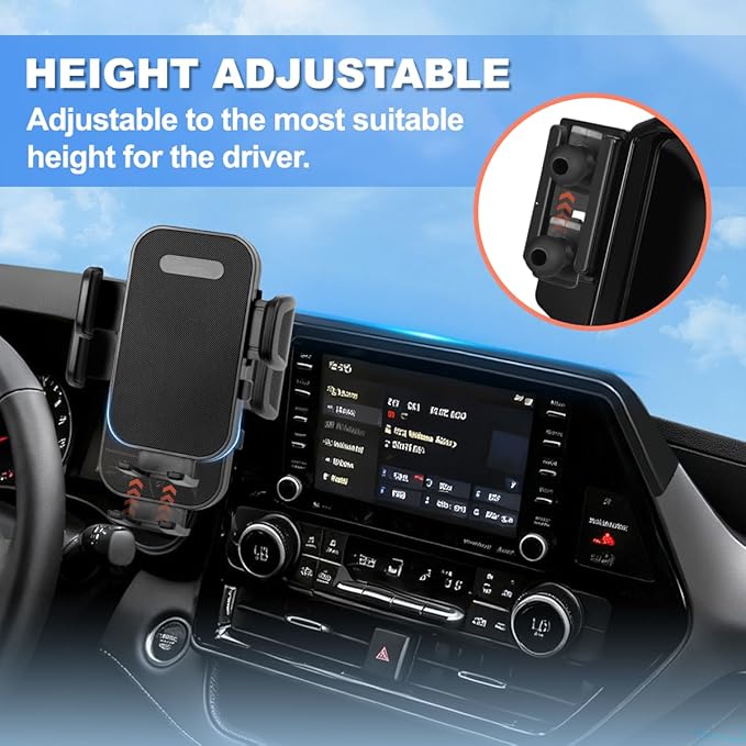 Car Phone Holder Fit for 2020-2025 Toyota Highlander Accessories Phone Mount 8-inch Screen Fixed Clip, Cell Phone Automobile Cradles Hands-Free 360 Degree Rotation Not Affect Air Vent