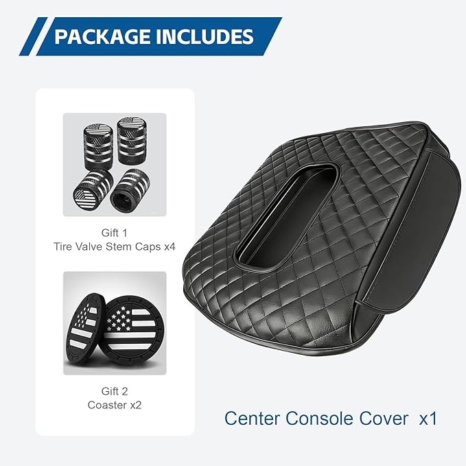 Center Console Cover Fit for 2025-2019 Chevy Silverado/GMC Sierra 1500 2500 3500HD 40/20/40 Jump Seat Thickened Armrest Cover Cushion Center Lid Protector With Pockets（Split Bench Seat Console ONLY）