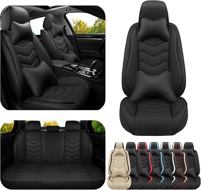 Car Seat Covers for Mercedes-Benz S-Class 2005-2025, Premium Nappa Leather Car Seat Cover, Stylish Sport Seat Covers， Automobile Seat Cover Sets.(Luxury 5 Seats/Pure Black)