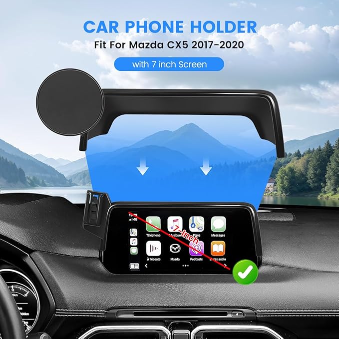Car Phone Holder Fit for Mazda CX-5 CX5 2017-2020 Accessories 7-Inch Screen Fixed Clip, Cell Phone Mount Compatible with MagSafe Dash Mount Automobile Cradles Hands-Free 360° Rotation