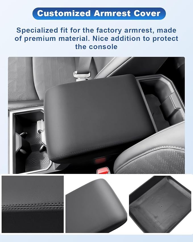 CDEFG 2025 2026 Tacoma Center Console Armrest Cover Compatible with 2024 2025 2026 Toyota Tacoma (4th Gen Tacoma) Accessories ABS Material Anti-Scratch Armrest Cushion Lid Protector(Full Coverage)