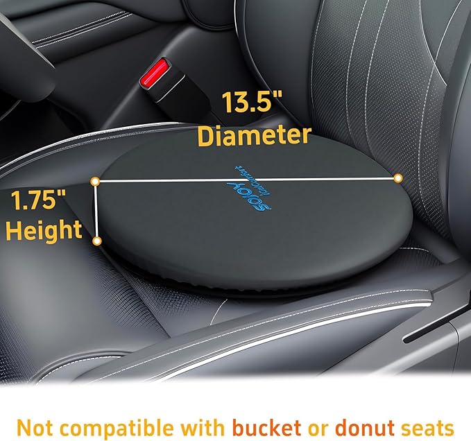 Sojoy iGelComfort Deluxe Gel Swivel Seat Cushion with Supportive Memory Foam 360 Degrees Rotating Seat Cushion for Home,Stool Chair,Office, 15.5 Inches in Diameter