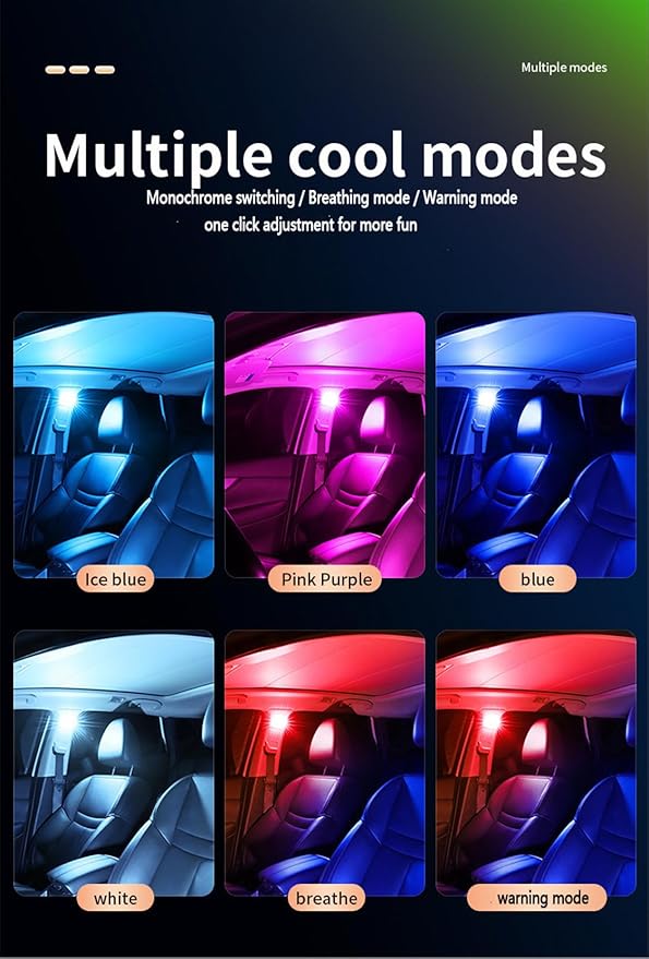 LumosAuto 4PCS Car Interior LED Lights, USB Powered Ambient Lighting Kit with Music Sync & Touch Control for Footwell, Dash Decoration, Safe Driving