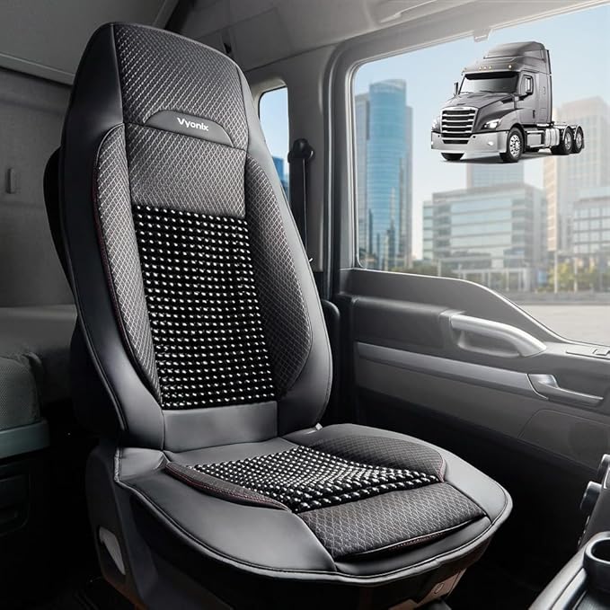 Semi Truck Beaded Seat Covers, Cooling Car Seat Cushion for Back Support, Anti-Sweat Seat Covers for Trucks, Universal Fit for Volvo, Kenworth, Freightliner, Improved Comfort & Durability