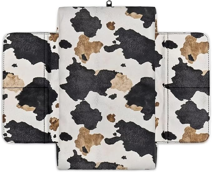 Tupalatus Cow Print Car Center Console Cover with 2 Storage Bags Auto Armrest Cover Protector Washable Car Accessories Decor Water-Resistant Universal Fit for SUV Truck Sedan Van