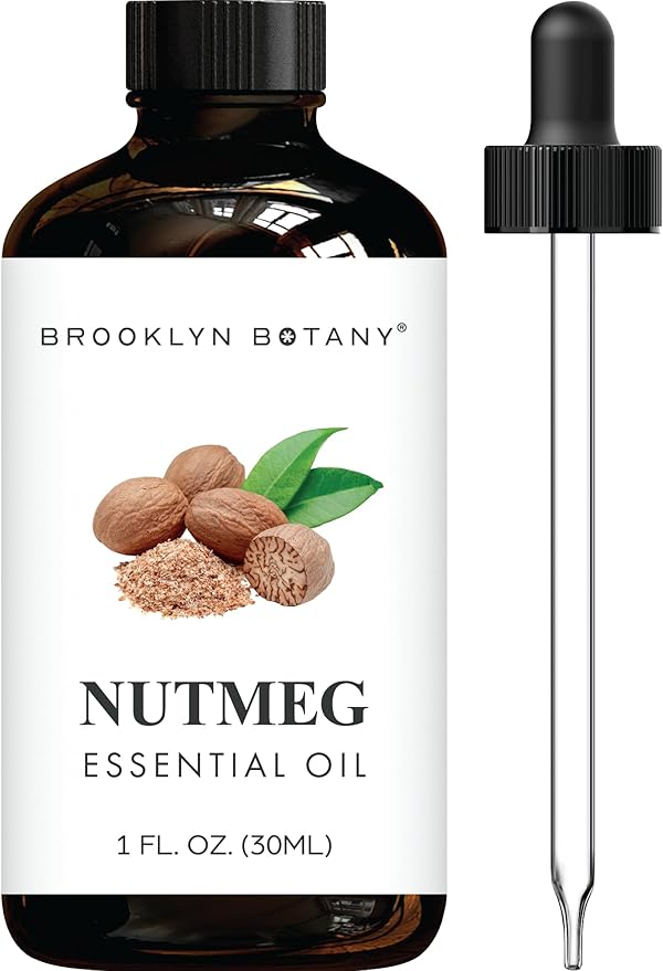 Brooklyn Botany Nutmeg Essential Oil - 100% Pure and Natural - Premium Grade with Dropper - for Aromatherapy and Diffuser - 1 Fl Oz