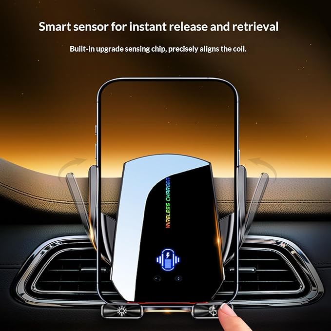 Wireless Car Charger,Phone Mount for Car Wireless Charger,15W Fast Charging Car Phone Holder Mount,Car Wireless Charger Universal Compatibility with All Wireless Charging Smartphones（Black）
