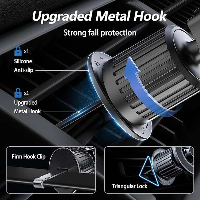 jaroco for [Magsafe Car Mount] [360°Flexible Rotation] [20X Strong Magnets] Upgraded Metal Hook, Hands-Free Phone Holder Fit for iPhone 16/15/14/13/12 Series, Black
