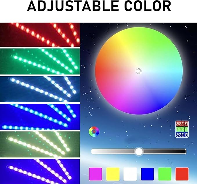 Car Interior LED Lights, RGB Interior Light Strips with Smart App Control, Multicolor Accent Neon Lights, Music Sync Under Dash Footwell Neon Lighting Kit