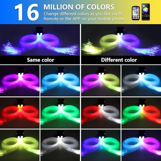 Starlight Headliner Kit,Twinkle + Music Sync Dual Color Fiber Optic Star Ceiling Lights with APP Remote Control, RGBW Star Lights for Car/Home Ceiling Decor, 1200pcs 9.8ft