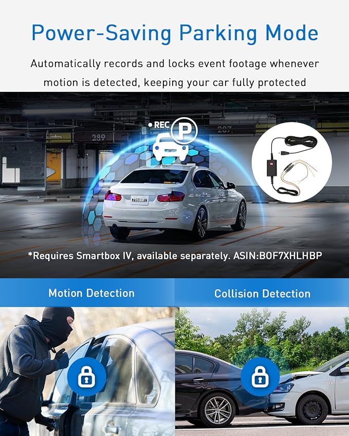 MAGELLAN DR50 3 Channel Dash Cam, 4K+2K Front Cabin Rear, Night Vision, Wide-Angle (170°), STARVIS 2 IMX678, Strong Mount, GPS, Wi-Fi App Control, 24H Parking Mode, Fatigue Alert, 64GB Card Included