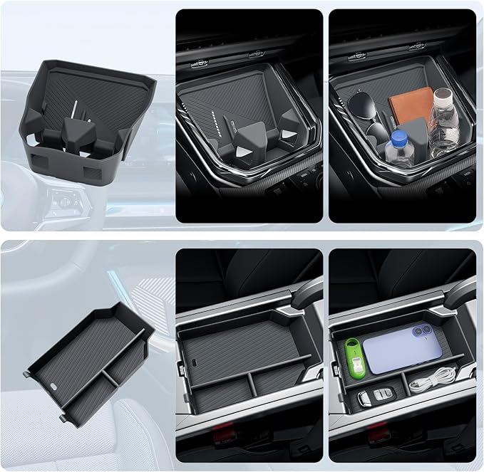 BIBIBO 2Packs 2025 2026 X3 G45 Center Console Organizer for 2025 2026 BMW X3 G45 (30 xDrive/M50 xDrive) Central Trays+ Insert Cup Holder Organizer 2026 BMW X3 G45 Accessories
