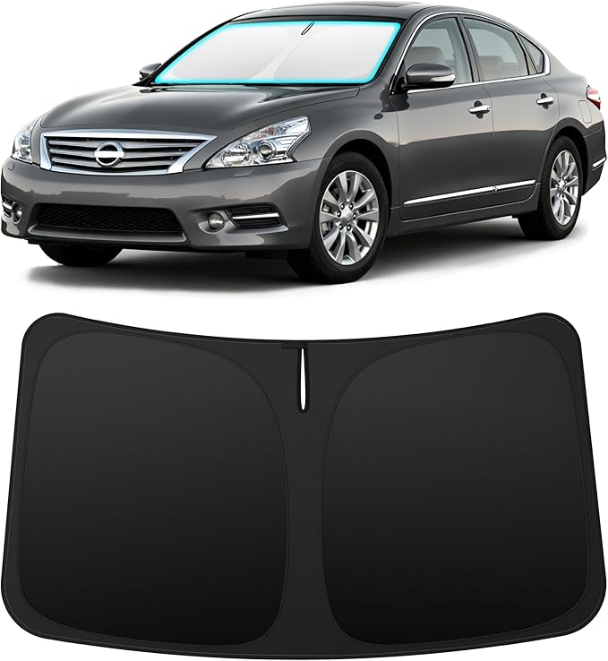 INSAUTO Custom Fit Windshield Sun Shade Accessories for Nissan Altima 2007-2012, Foldable Front Window Sunshade, UV & Heat Reflector, Keeps Interior Cool, Includes Storage Bag