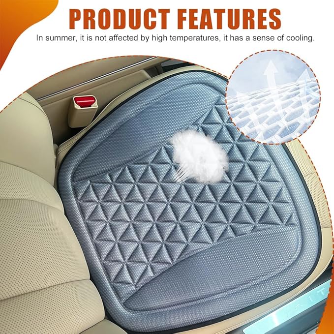 Seat Covers for Cars, Car Seat Cooling Pad, Comfortable Breathable Front Vehicle Cover Cooling Pad, Automotive Accessories Anti-Slip Ventilated Auto Protectors Universal for SUV Truck (Gray)