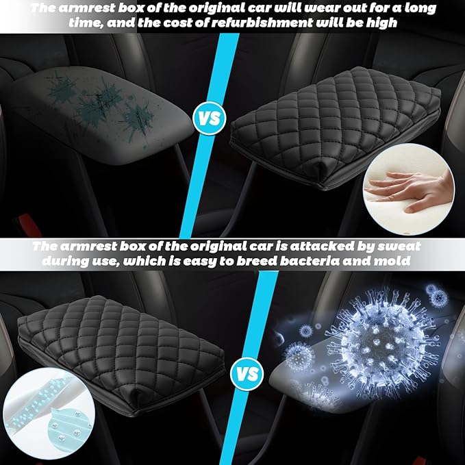 SHAOHAO for 2024 2025 Hyundai Kona Armrest Cover Fit for 2024 2025 Hyundai Kona Accessories SE, SEL, N Line, Limited Center Console Cover 2024 2025 Kona SX2 Arm Rest Cover Thickened Cushion Pad
