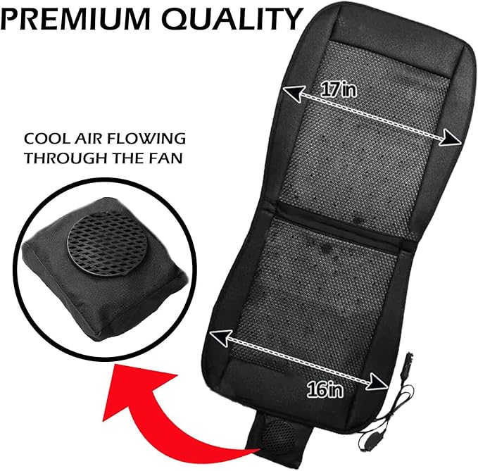 ZONETECH Cooling Car Seat Cover, Black Automotive Adjustable Temperature Comfortable Cooling Car Seat Cover (2 Pack)