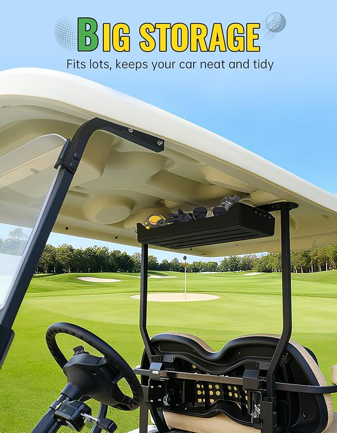 Rear Overhead Storage Tray for Club Car Tempo 2025 Golf Cart Accessories, Roof Rear Storage Box Ceiling Organizer Tray Compatible with Club Car Tempo Standard Factory Roof
