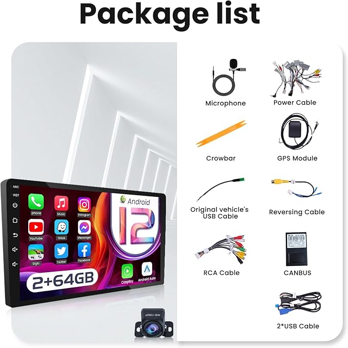 Car Stereo Radio for Honda Civic 2016-2021: 4Core + 64G ROM 9 inch Touch Screen Wireless Carplay/Andriod Auto GPS Bluetooth 5G WiFi Mirror Link Backup Camera MIC