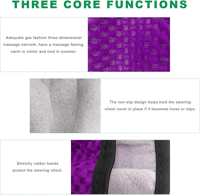 Elastic Steering Wheel Cover, 15"×15" Breathable Ice Silk Steering Wheel Protector, Universal Auto Wheel Wrap Anti-Slip Soft Cover for Ultimate Comfort, Car Accessories (Dark Purple)