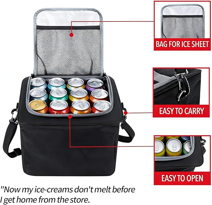 Car Trunk Organizer with Cooler Bag, Collapsible Multi-Compartment Car Organizer for SUV, Truck, Durable Car Storage Organizer for Groceries, Camping, Christmas Gifts (Black)