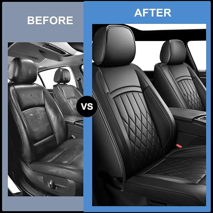 Fit for Sonata Car Seat Covers Compatible with Hyundai Sonata 2004-2025 2026 - Waterproof Breathable Leather Automotive Seat Cushions Protector, Airbag Compatible,Full Set 5 Seats(Black
