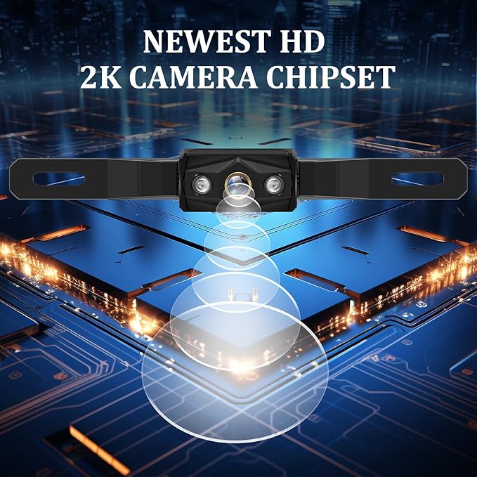 Backup Camera for Truck 7 Inch HD 2K Front Rear View Monitor kit Auto Color Image Night Vision, IP69 Waterproof DIY Grid Lines for Car/RV/Tractor/Semi-Trailers/Pickup H7