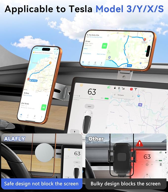 Magnetic Laptop Phone Holder, Foldable Hidden Mount Compatible with iPhone 17/16/15/14/13 & All Phone, 360° Rotating Monitor Side Phone Stand for Laptop, Tesla Model 3/Y, Desktop, Gray