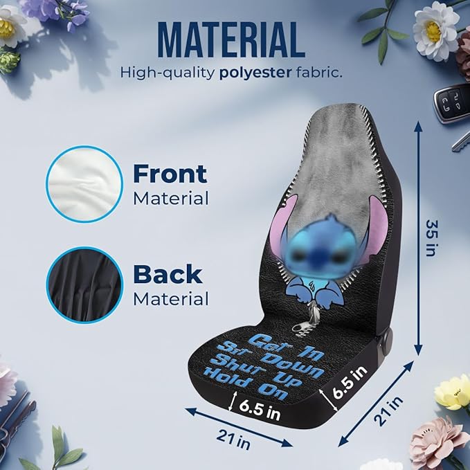 GENANY Blue Alien Car Seat Covers Set of 2, Breathable Front Seat Covers for Truck Sedan SUV, Cartoon Car Accessories, Cartoon Gift for Women Men