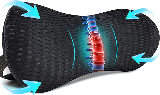 Niceeday Lower Back Support Cushion Lumbar Support Pillow for Office Chair, Memory Foam Lumbar Pillow for Lower Back Pain Relief Car Seat,Black