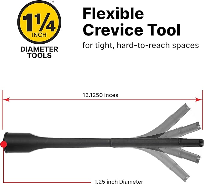 Shop-Vac 9017900 Flexible Crevice Tool, 1.25 Inch Diameter x 12 Inch Length, Accessing Tight Spaces and Corners, (5-Pack)