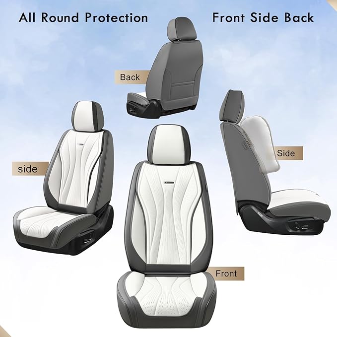 Coverado Front Seat Covers, Luxury Leather Seat Covers for Cars, Automotive Seat Cover, Car Seat Protector Waterproof, Premium Car Seat Covers Car Seat Cushions Universal Fit for Most Cars (Gray&Pink)