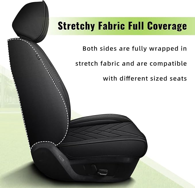 AOMSAZTO Front Seat Covers for Car Fit for Kia Sorento 2007-2025 2026: Premium Seat Covers Waterproof Leather Automotive Seat Cushion Protector Compatible with Airbag(2PCS Front,Black)