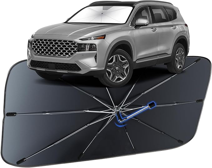 Windshield Sun Shade for Ford Escape 2020-2026, Umbrella Car Shades with 360°Rotating Shaft, Foldable Front Window Sunshade for UV & Heat Protection