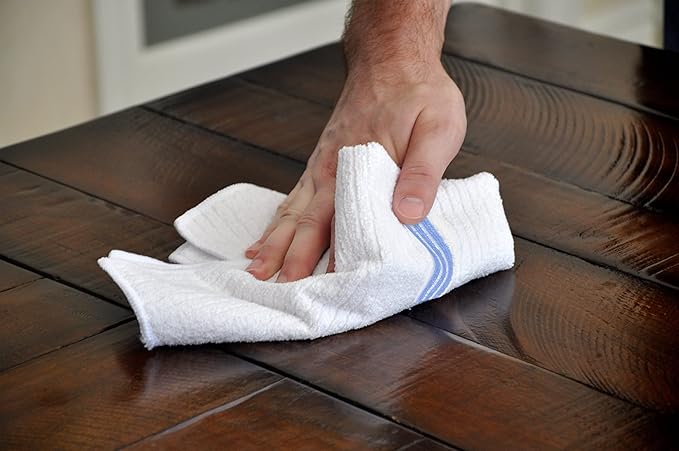 Nouvelle Legende Ribbed Microfiber Bar Mop Towels, Super Absorbent, Cleaning & Drying Cloths, Lint-Free, Streak-Free for Kitchen, Home & Auto, 14x18 Inch, 12-Pack, Blue Stripe